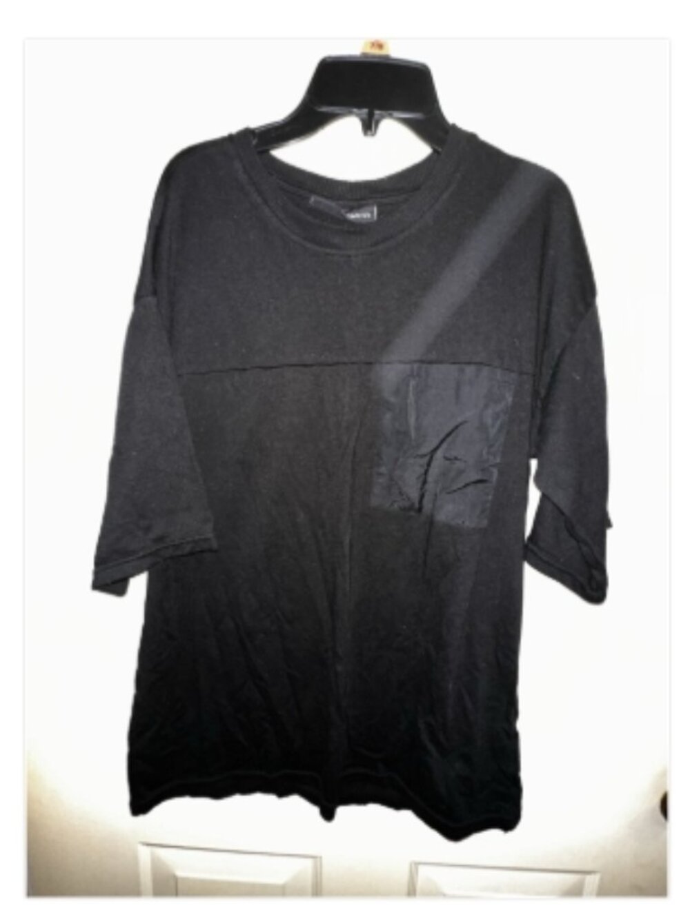 🖤 Oversized Black Tee w/ Pocket No Boundaries Size S Comfy Casual Basic ✨
